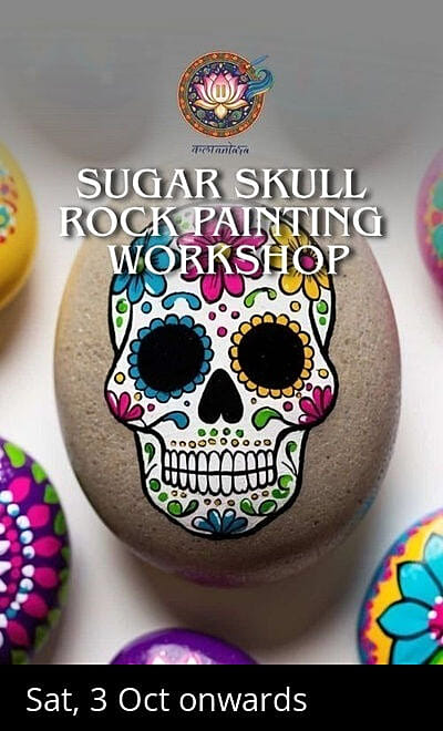 Sugar Skull Rock Painting - Kalaantara