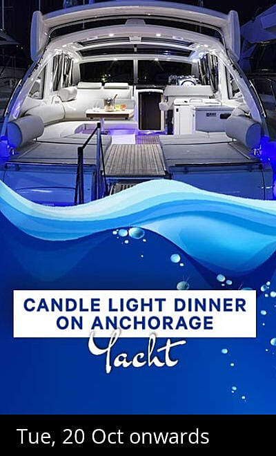 Candle Light Dinner On Anchorage Yacht