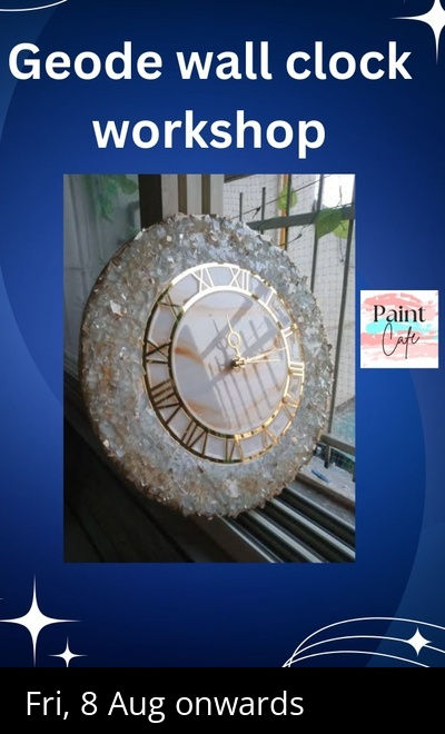 Geode Epoxy resin clock workshop on 12 inch 