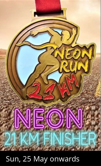 Neon Run 21 KM - Get Beautiful Medal by Courier