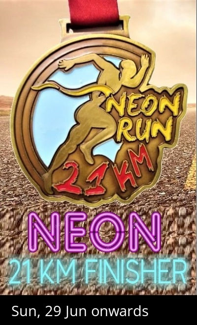 Neon Run 21 KM - Get Beautiful Medal by Courier
