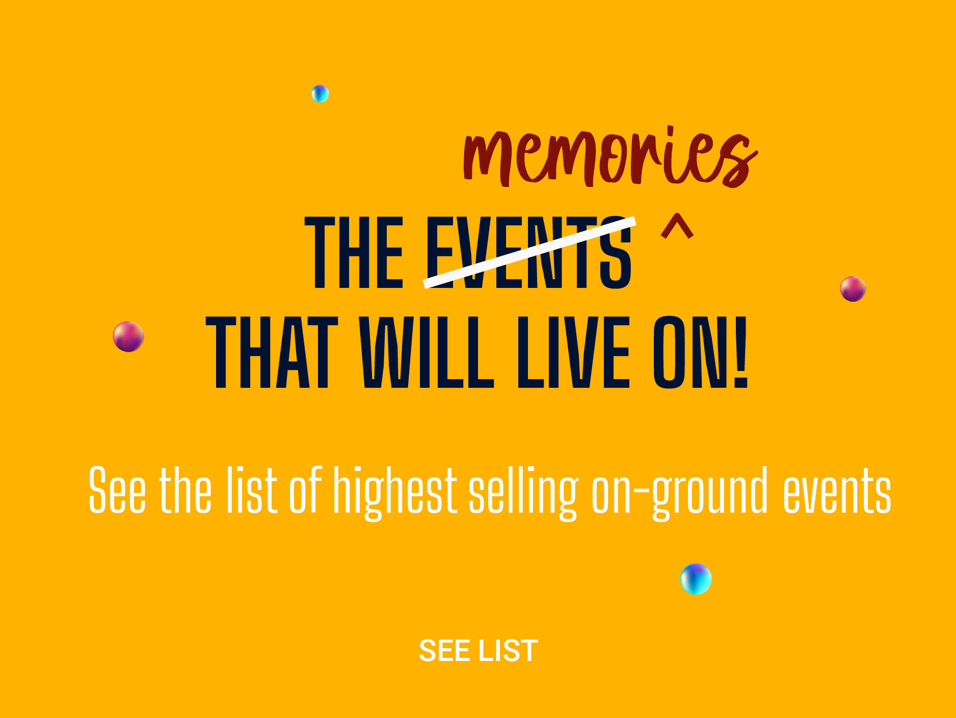 The events memories that will live on. See List of highest selling on-ground events