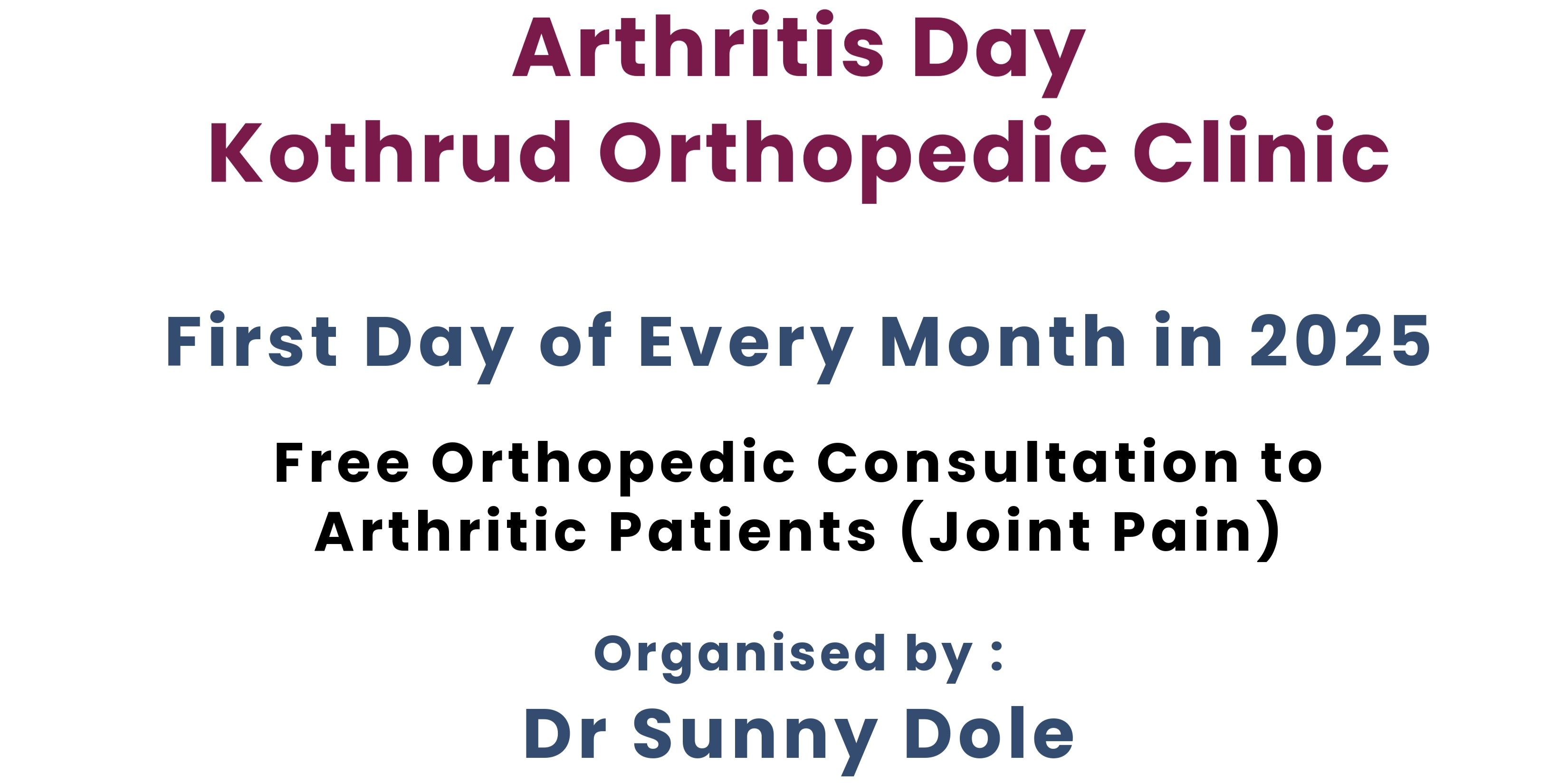 Arthritis Day at Kothrud Orthopedic Clinic workshops Event Tickets Pune - BookMyShow