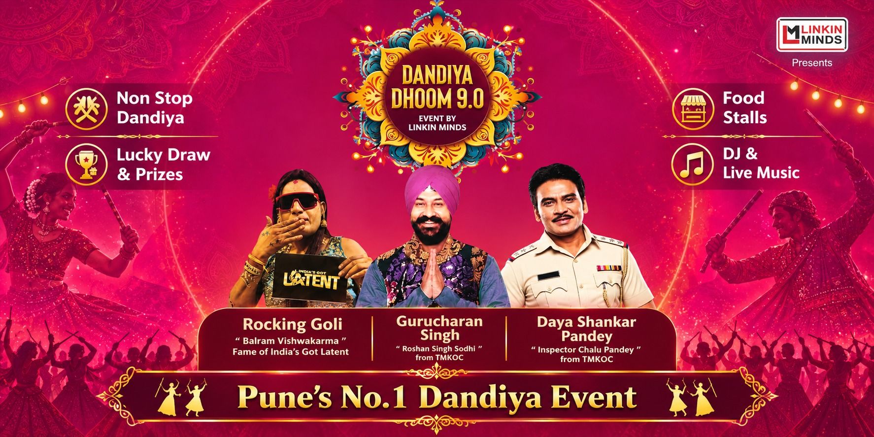 Navratri artwork for Dandiya Dhoom 9.0 at Amanora