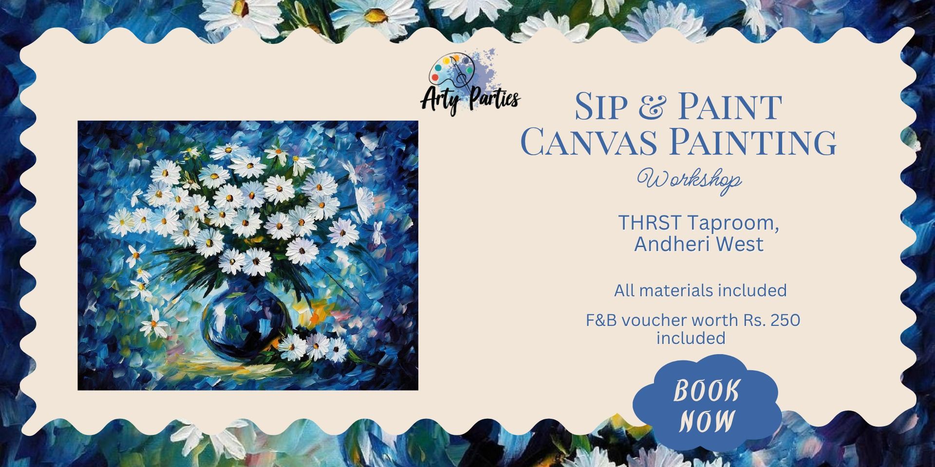 Sip & Paint Canvas Painting Workshop - Flowers