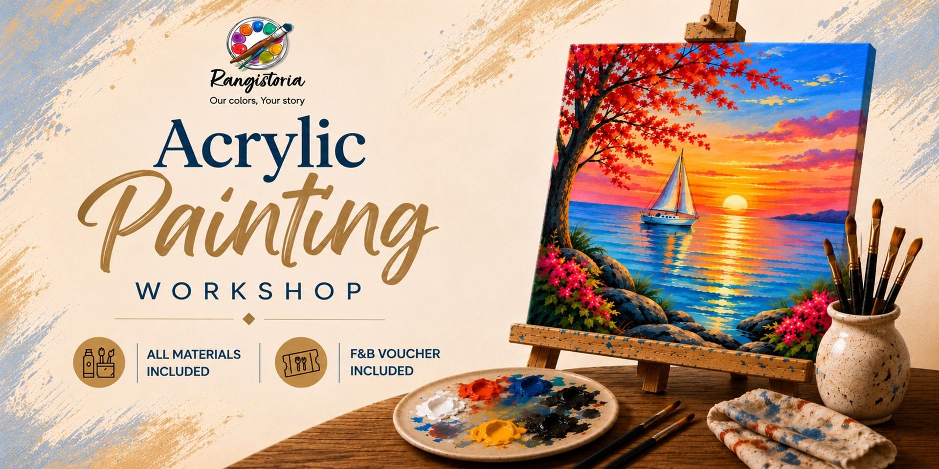 Sunset Sailboat - Acrylic Painting Workshop in Mumbai