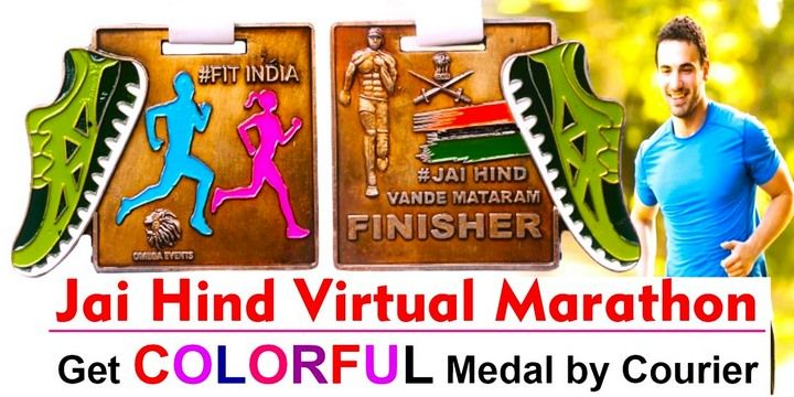 Jai Hind Virtual Marathon Get Colorful Medal by Courier